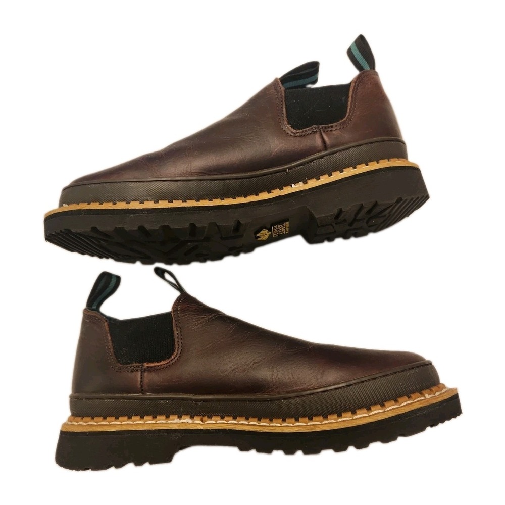 Georgia Giant Romeo Boots Mens 10 M GR262 Brown Leather Chelsea Chore Steel Toe - Picture 2 of 11